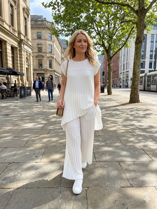 2pc pleated trouser and tunic top set (co-ord)