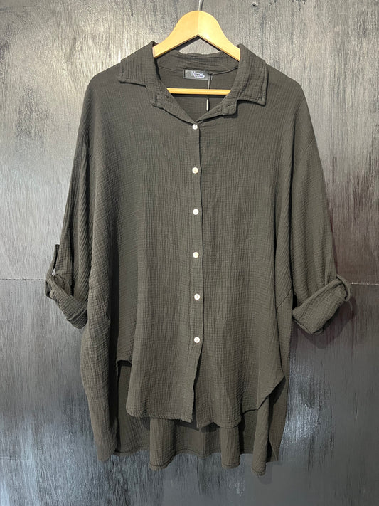 ladies roll slv full button shirt