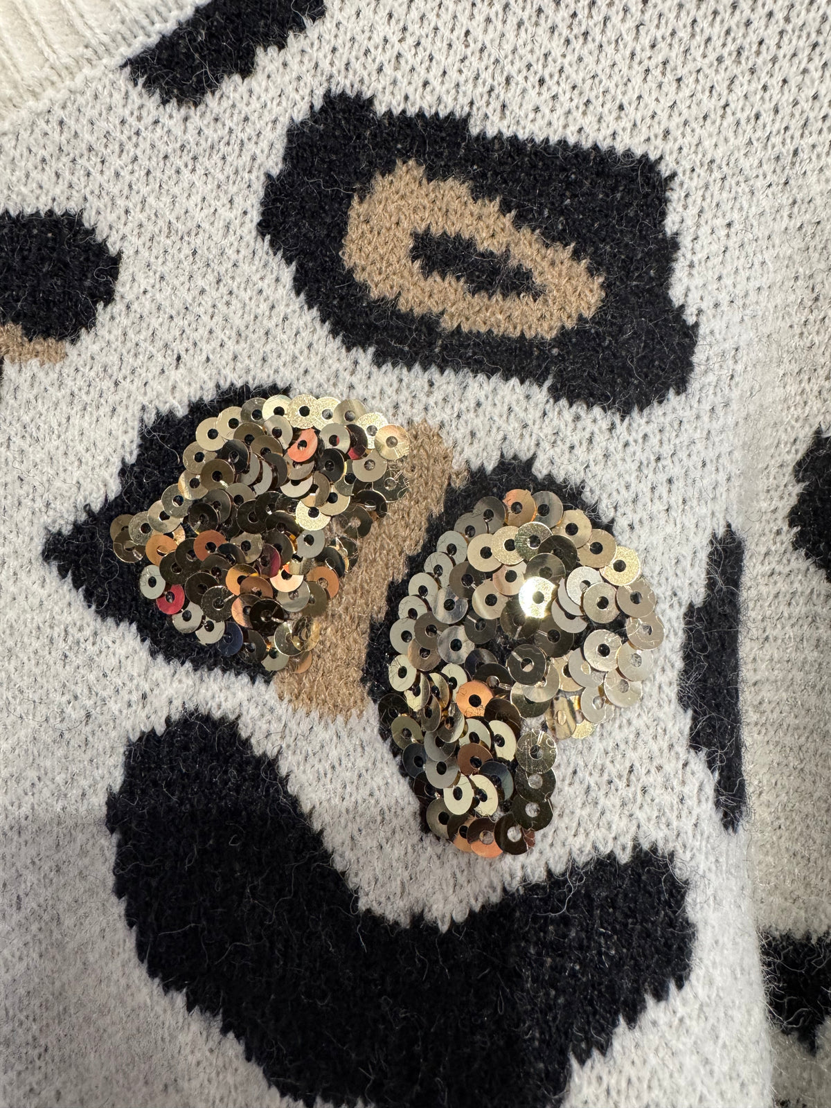 ladies animal print knitted jumper with sequin detail