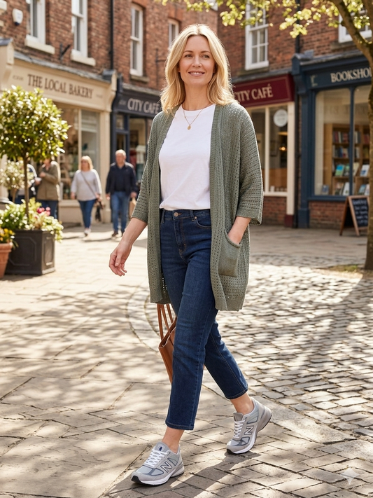 light crochet long pocket cardigan