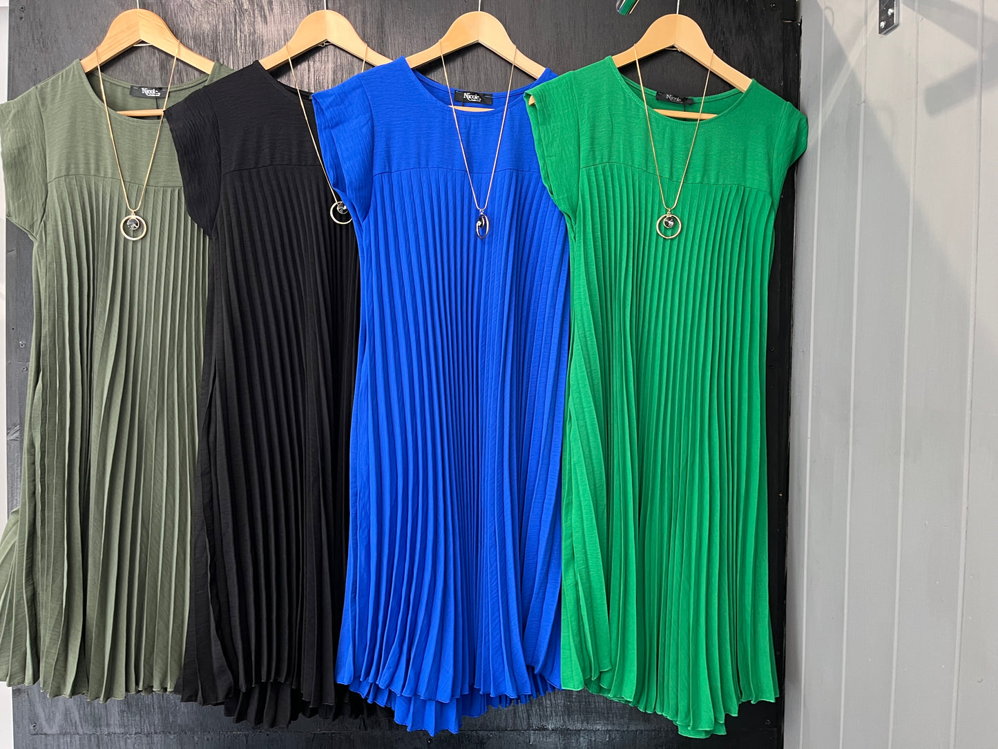 pleated doll dress with necklace