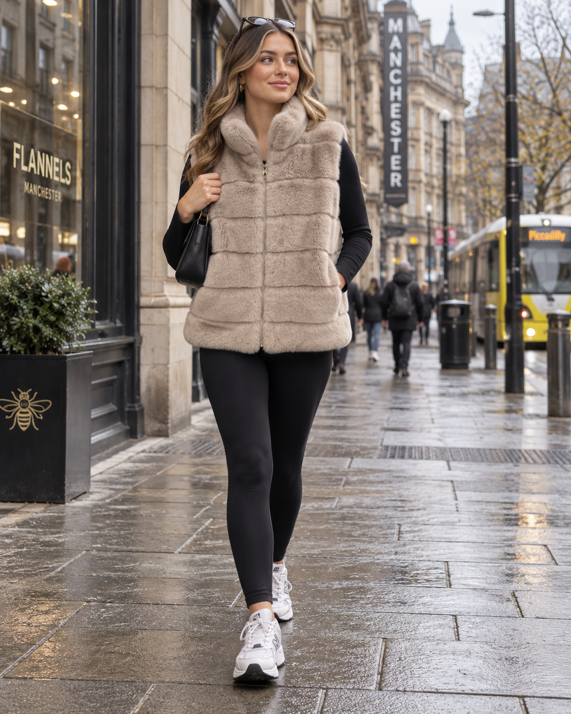 ladies Fur zip front pocket Gilet
