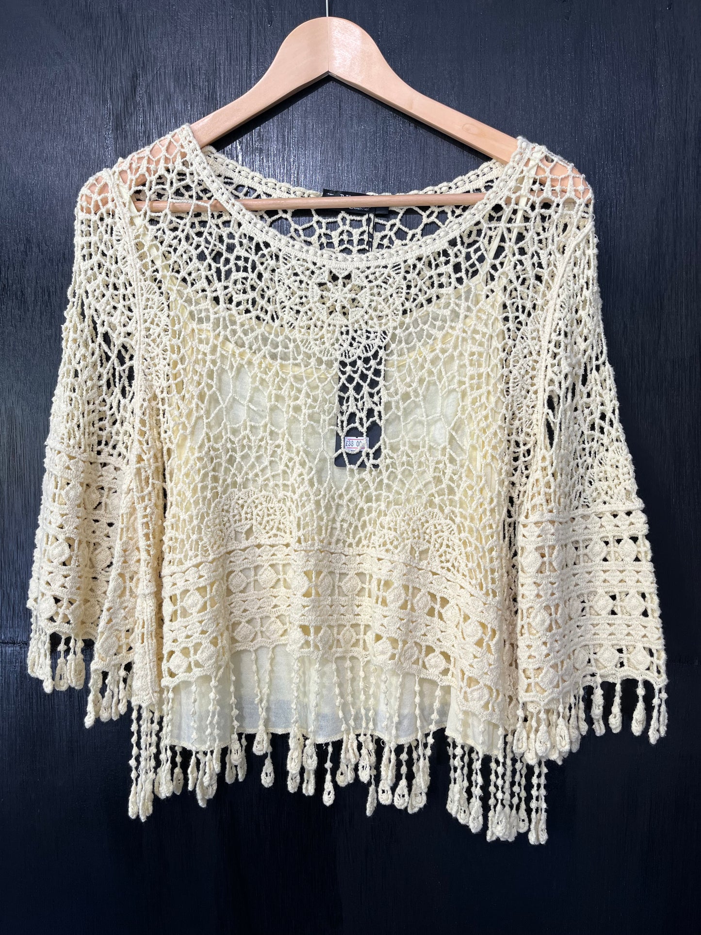 Tassel Hem short crochet top with cami vest