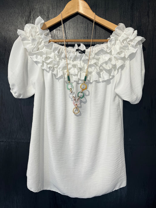 gypsy style frill top with necklace