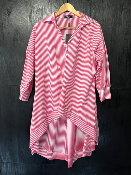 ladies pin stripe long line dress shirt
