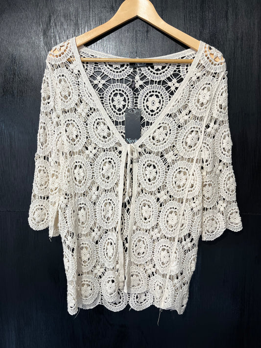 ladies tie front crochet cardigan