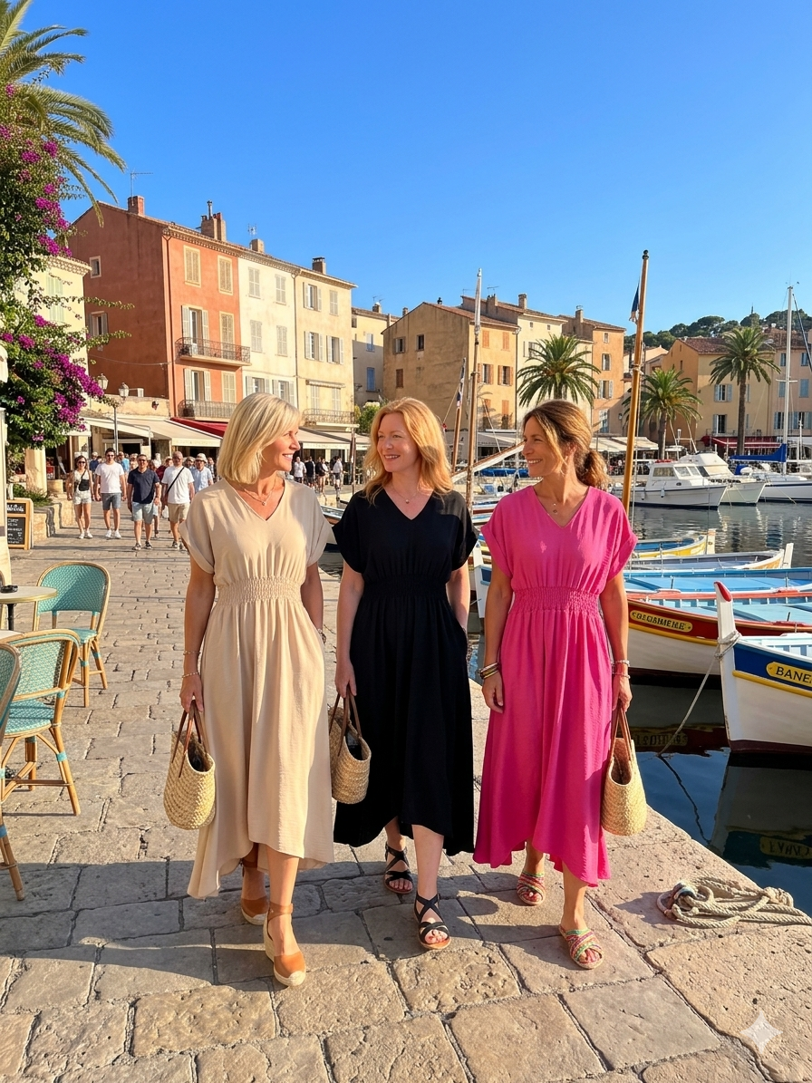 shirred waist maxi V neck dress