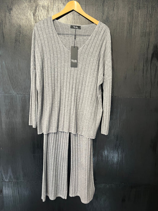 chunky rib 2pc lounge set top and trousers