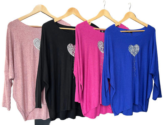 Soft Knit long sleeve jumper with Heart Embellishment design