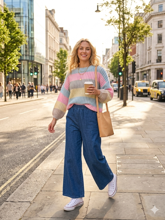 Chunky soft knitted striped jumper