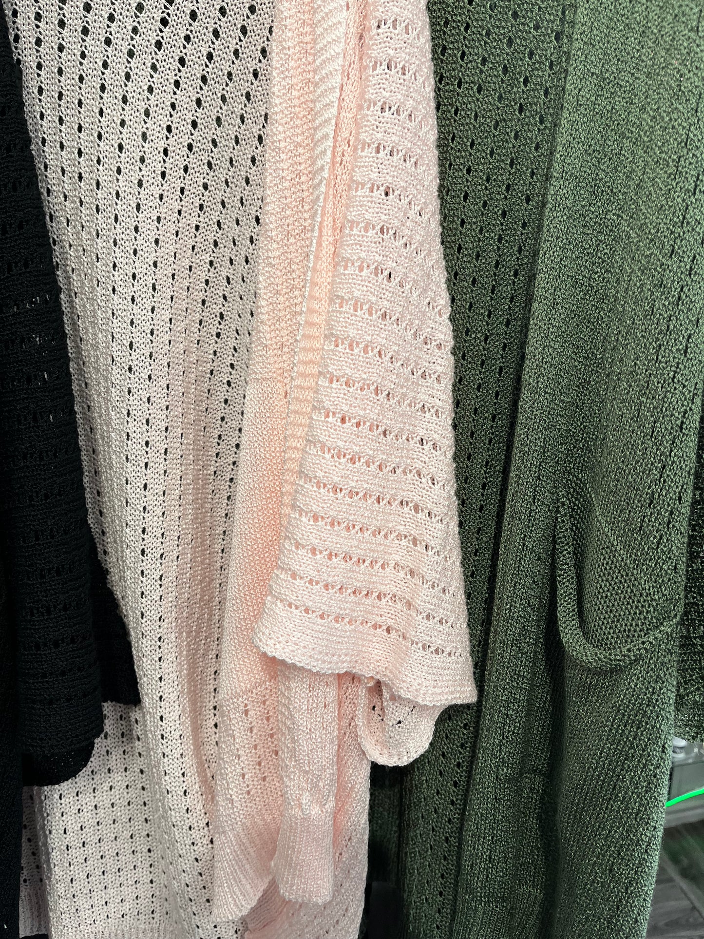 light crochet long pocket cardigan