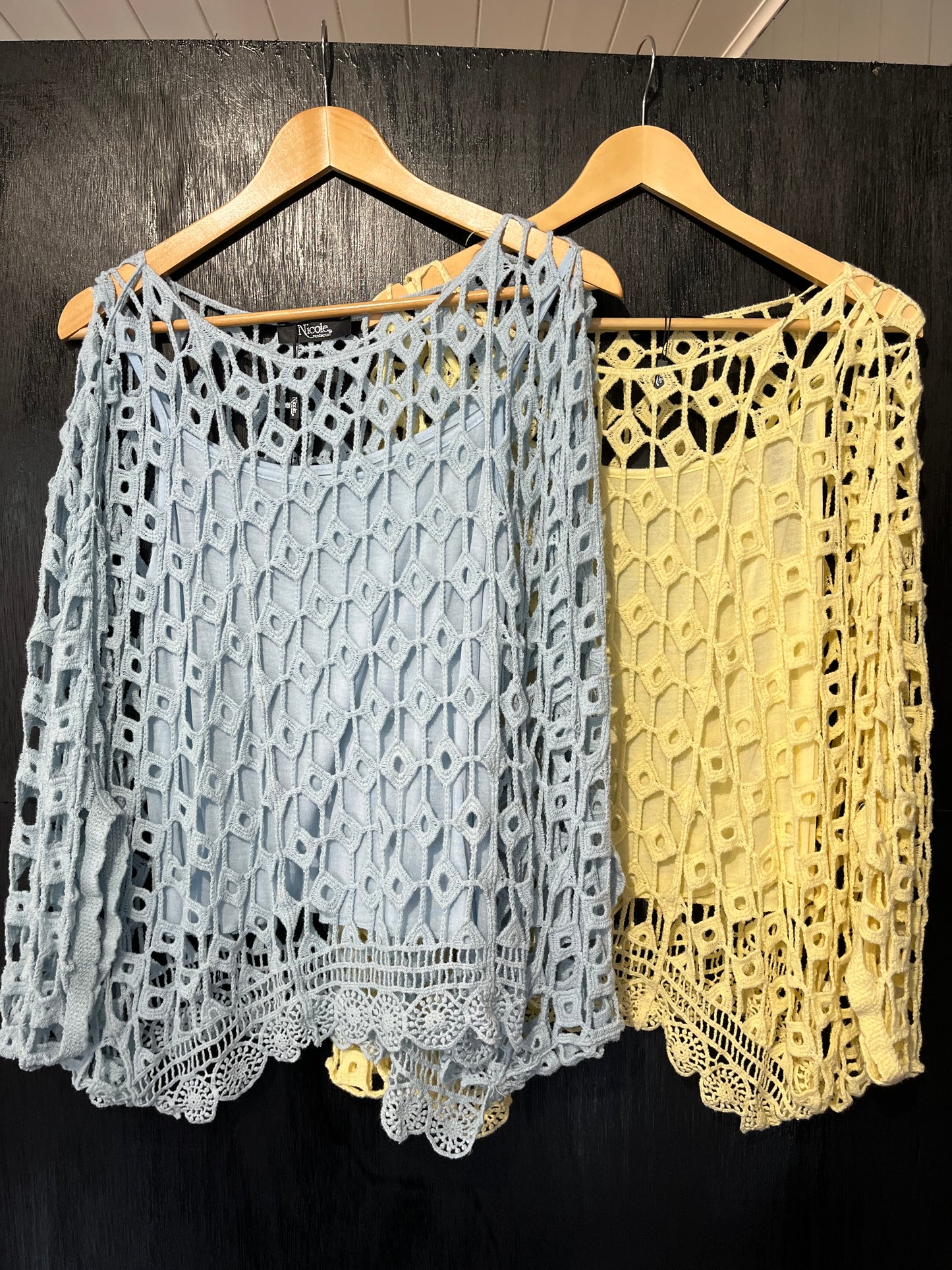 small diamond design crochet tunic with cami 2pc set
