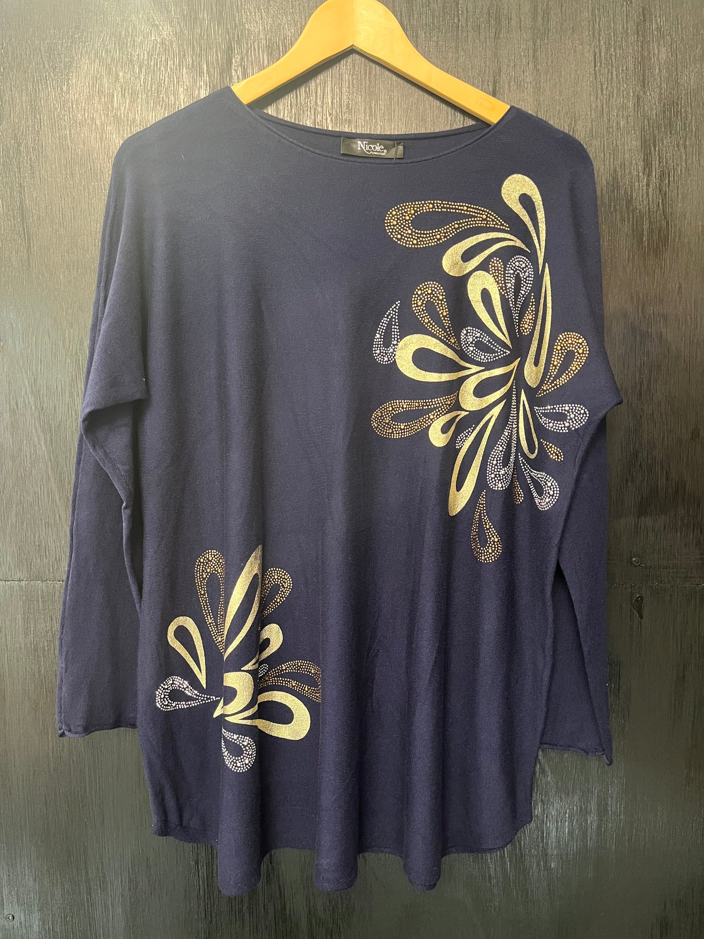 soft Knit jumper with duel floral print embellishment