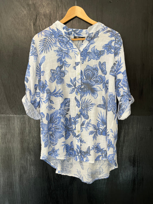 natural cotton shirt with floral print