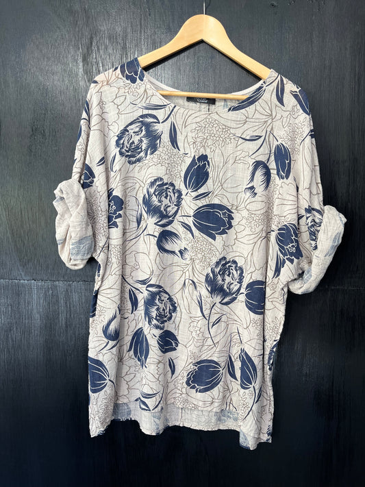 floral print cotton cheese cloth top