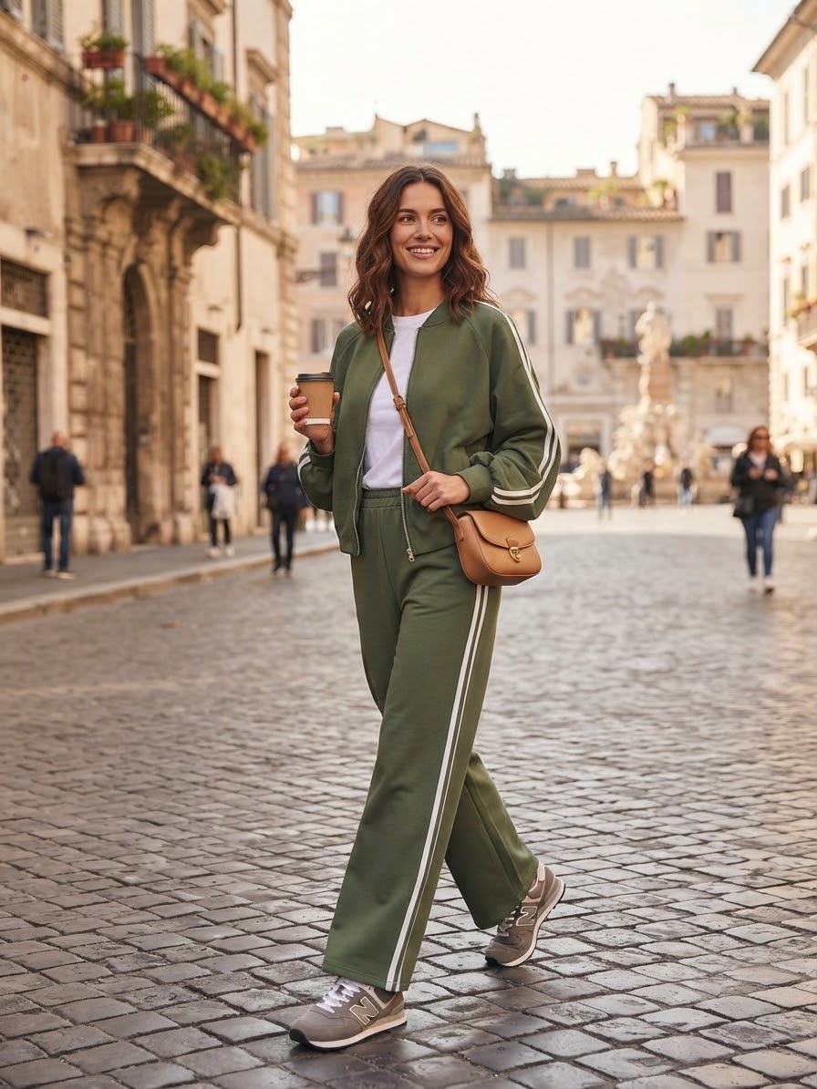 ladies Blouson sleeve Zip pocket jacket and trousers set