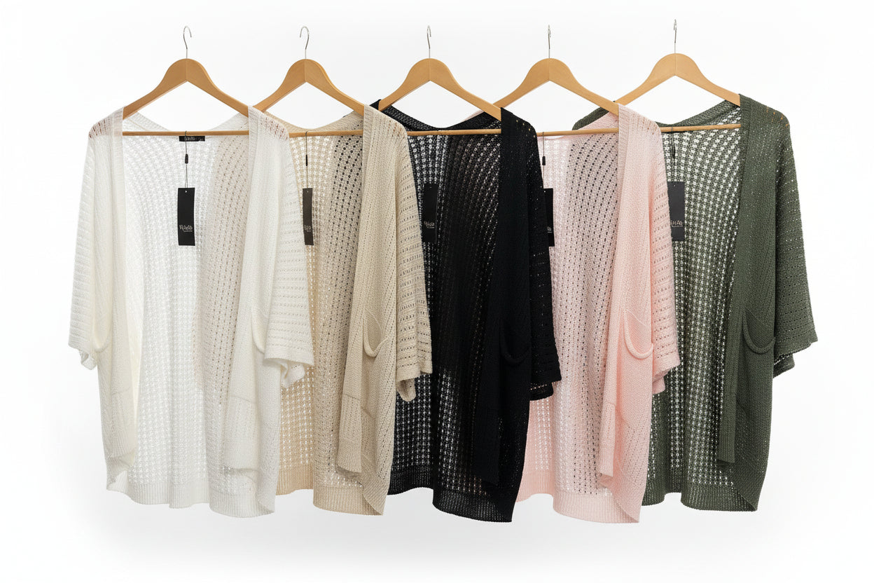 light crochet long pocket cardigan