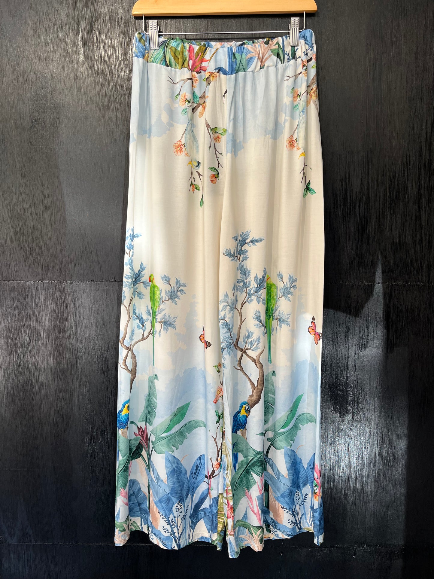 oriental print wide leg trouser