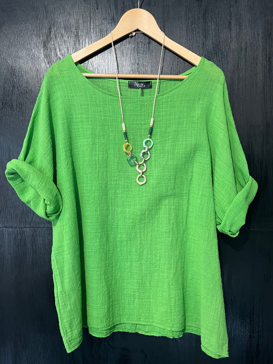 natural cheese cloth cotton tee with necklace