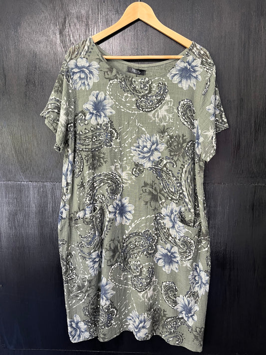 printed cotton cheese cloth pocket dress