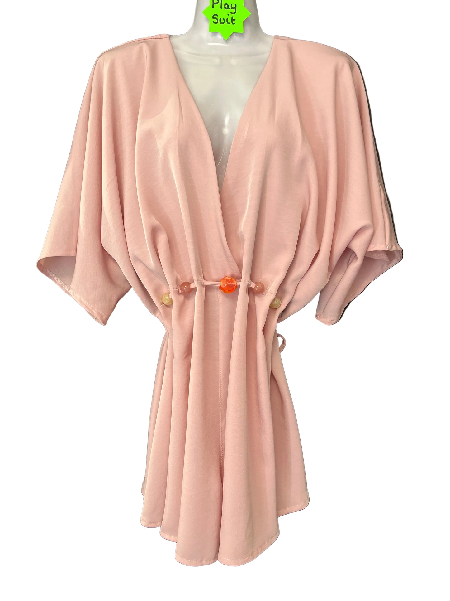Stylish playsuit with bead embellished belt tie