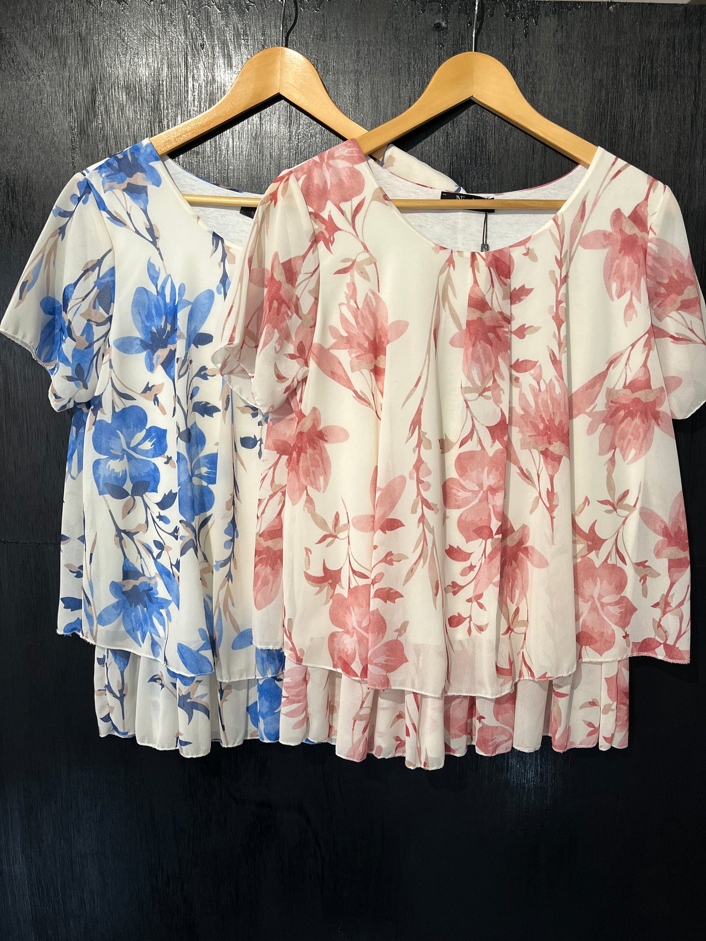 double layered printed chiffon top