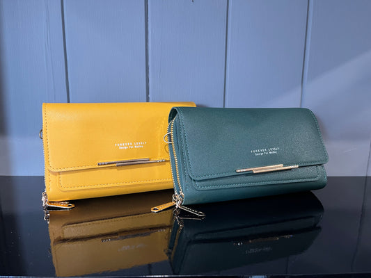 Body cross bag with multiple card slots and phone holder feature