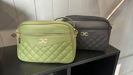 Elegant black quilted crossbody bag