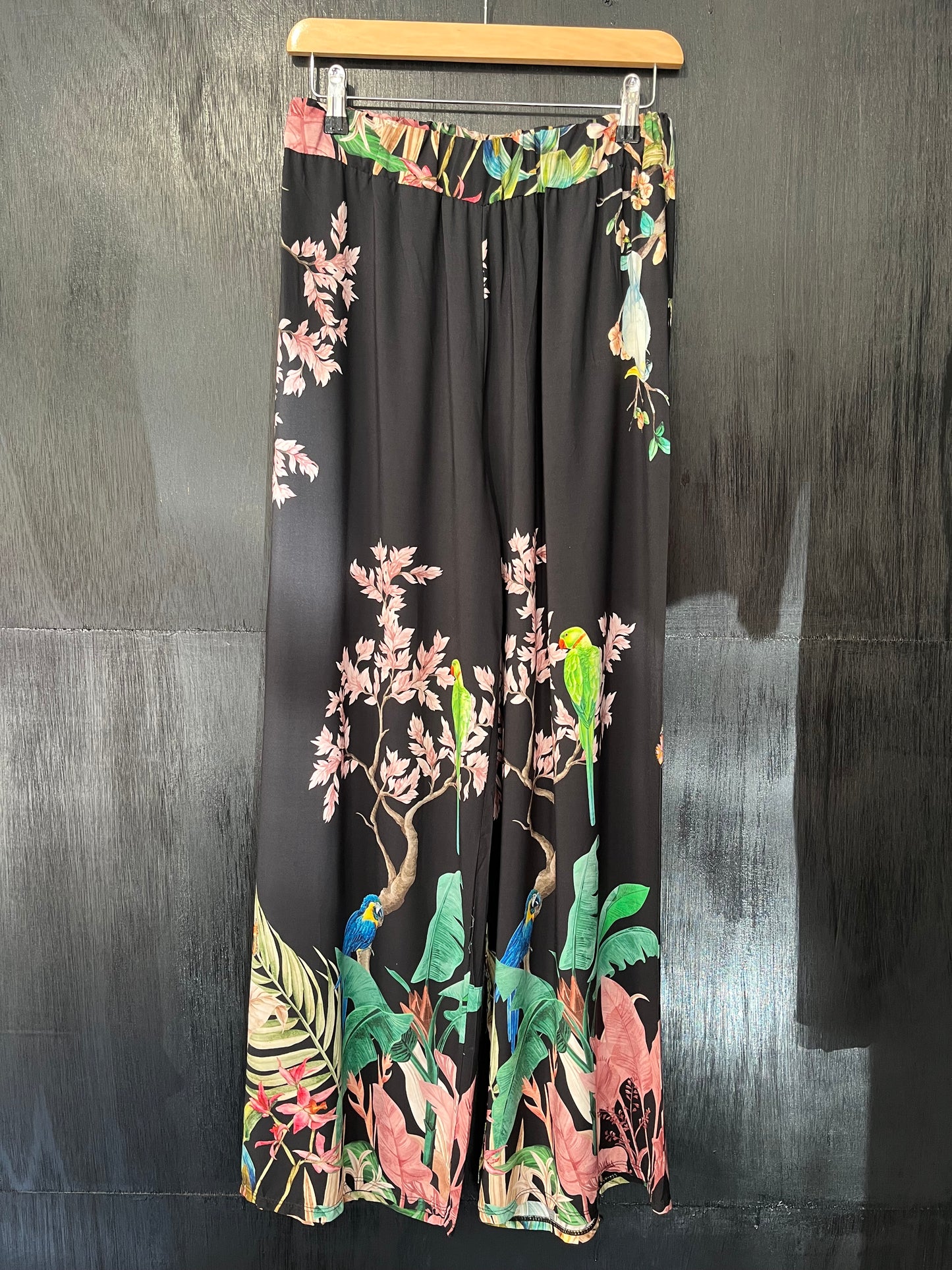 oriental print wide leg trouser