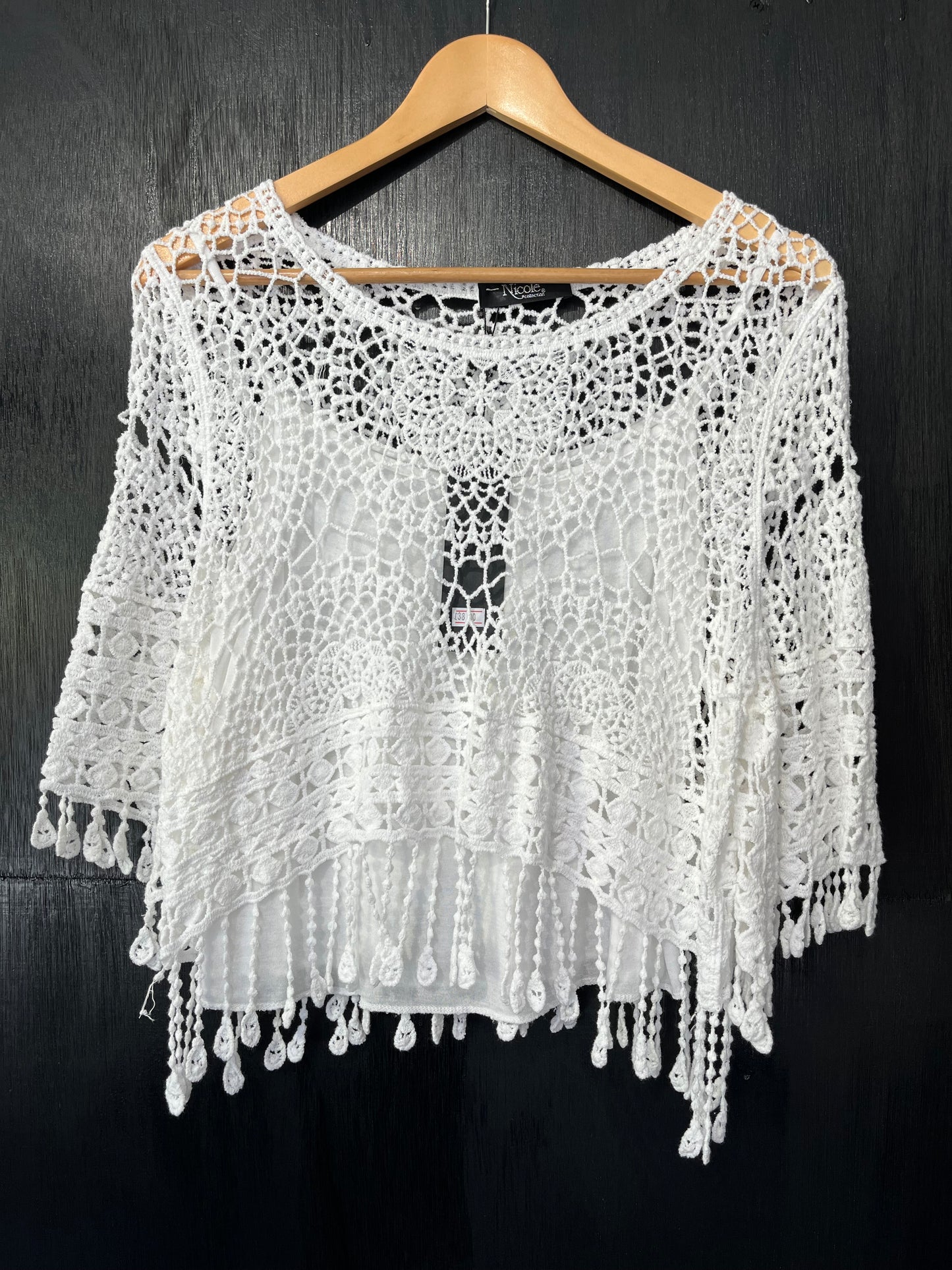 Tassel Hem short crochet top with cami vest