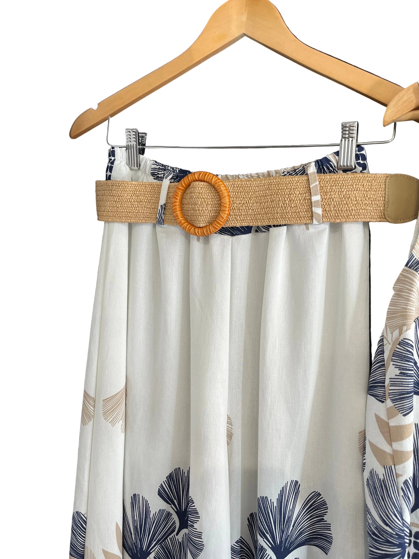 2pc co-ord printed set trouser with belt and top