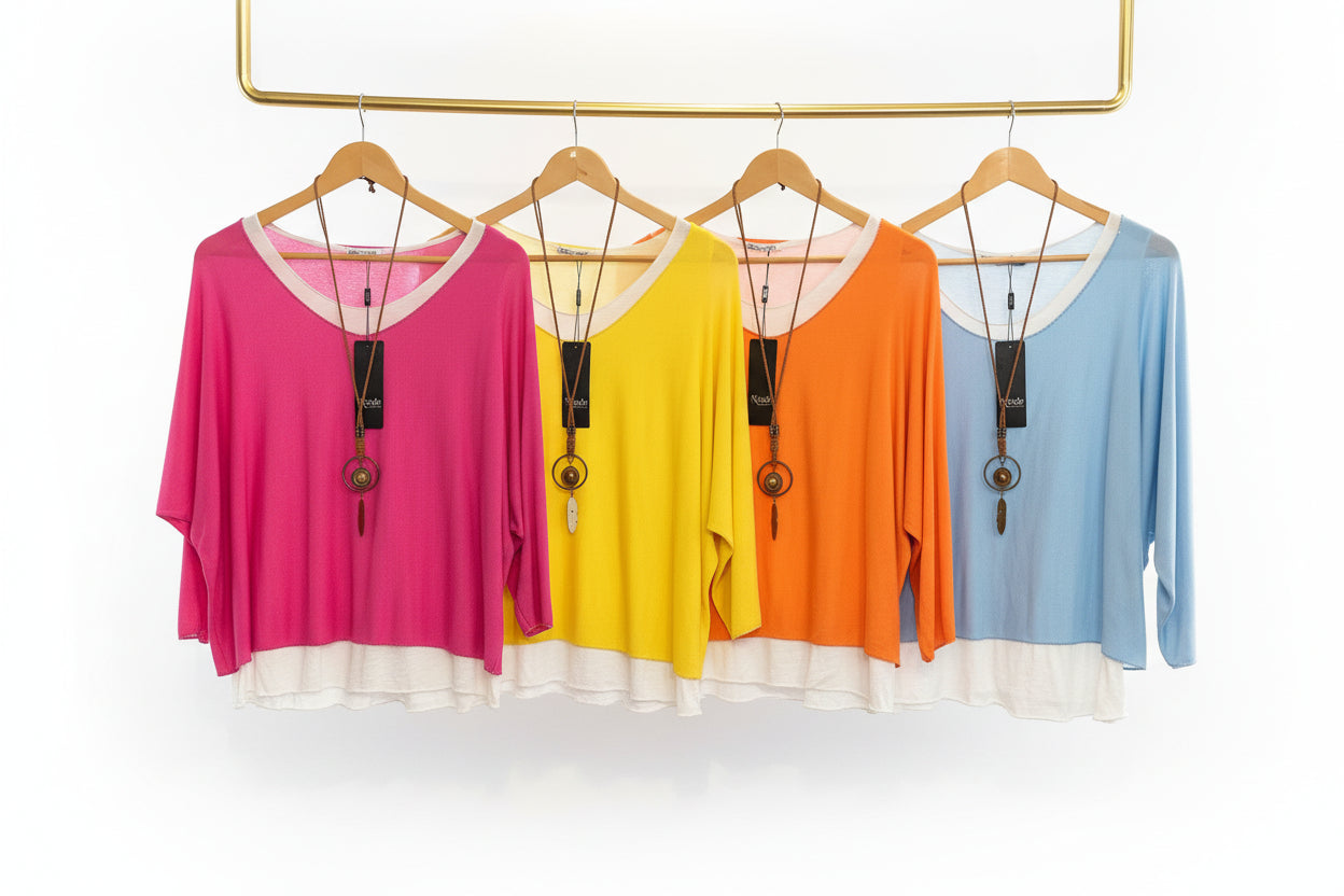 double layer long sleeve top with under vest and necklace