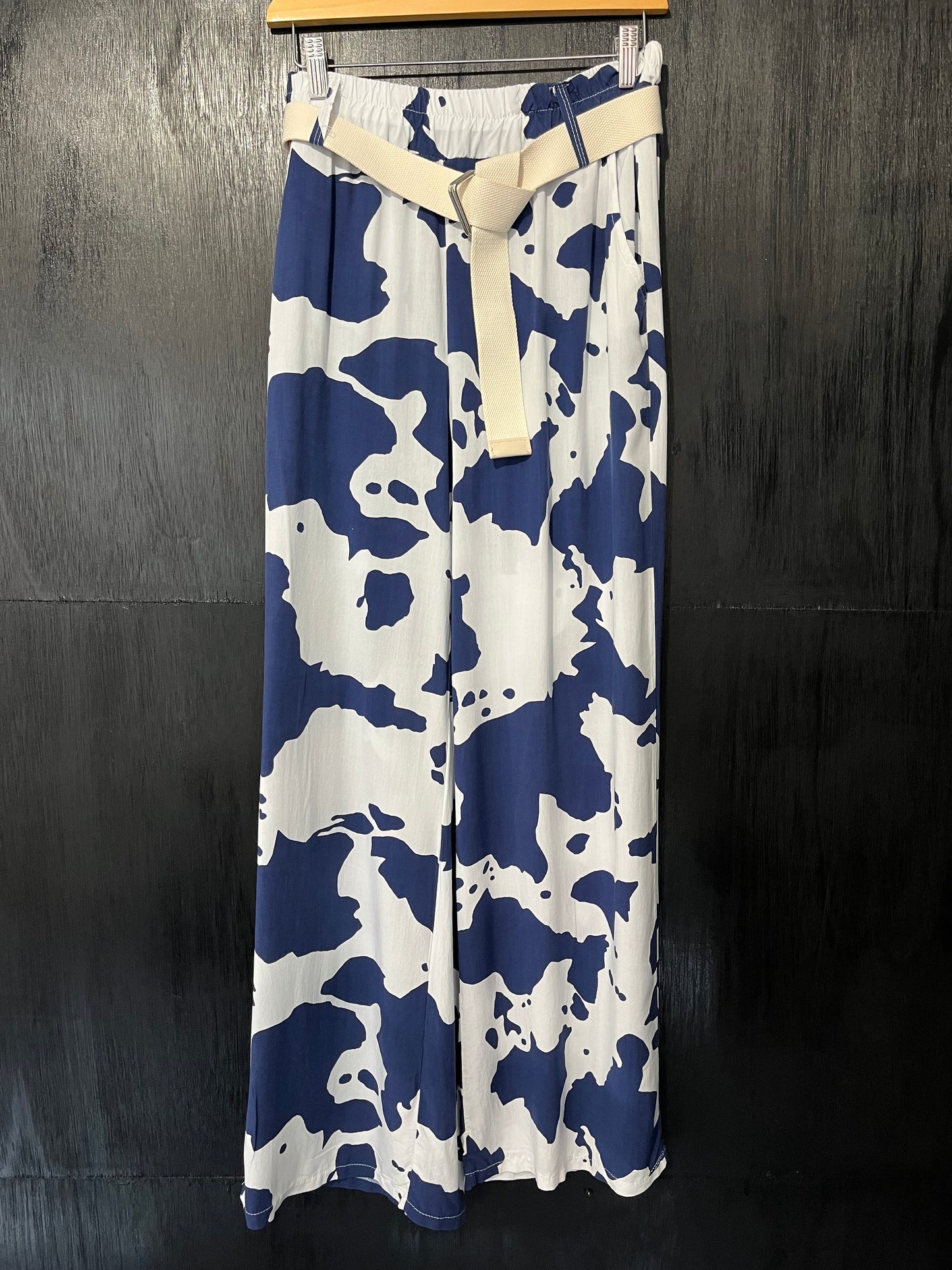 viscose printed pocket trouser with belt