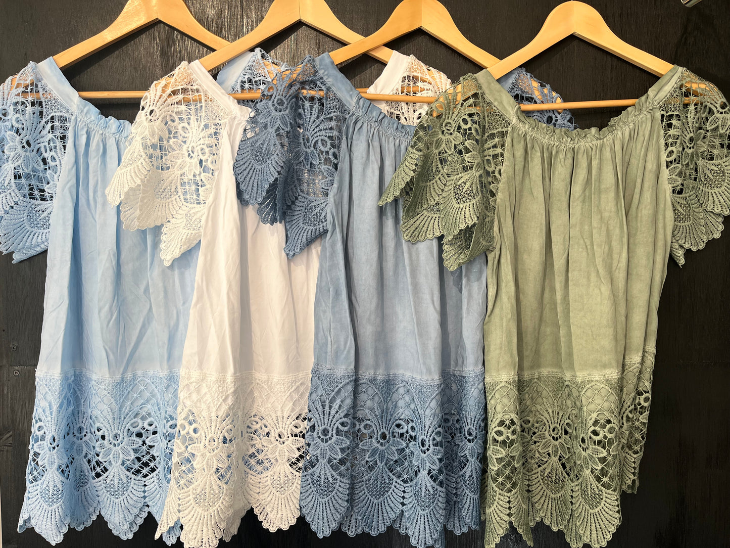 ladies Gypsy style crochet trim top