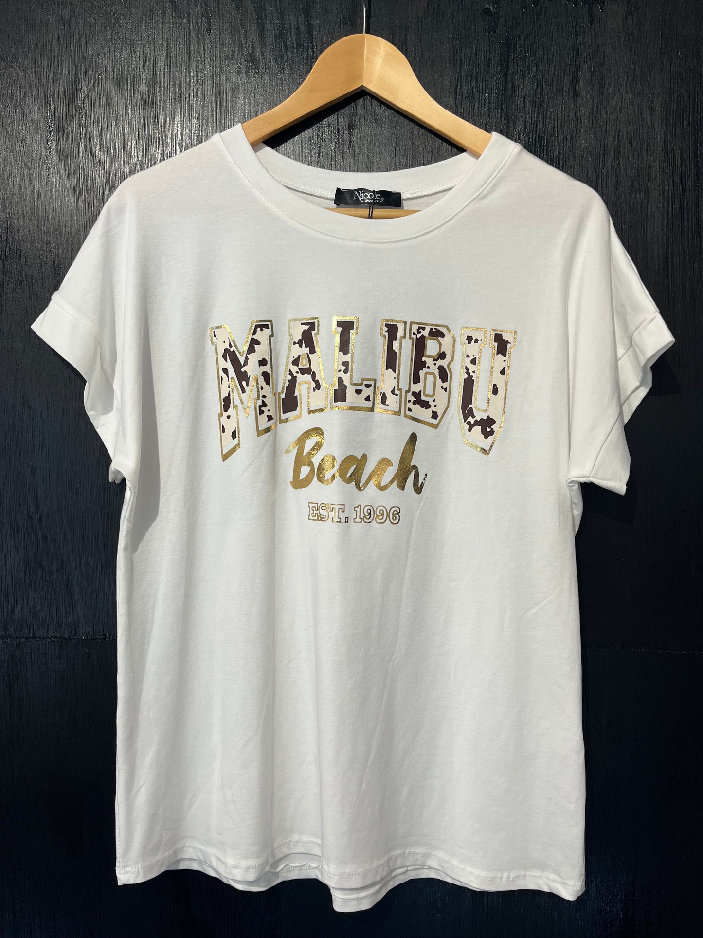 natural cotton tee with a fun placement print